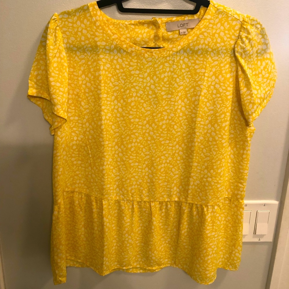LOFT yellow and white shirt
